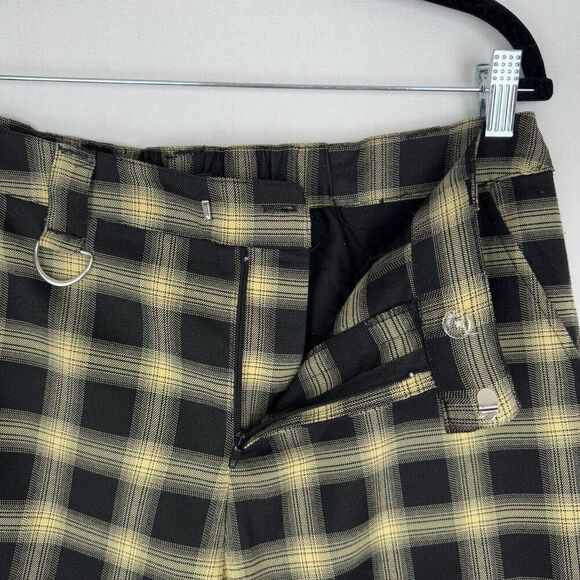Hot Topic Pants Womens Large Yellow Black Plaid Wide Leg Trousers Cargo Grunge - Picture 5 of 16